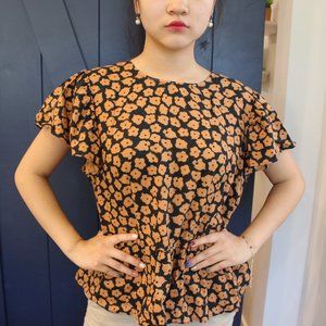 Black and Orange Floral Target Top